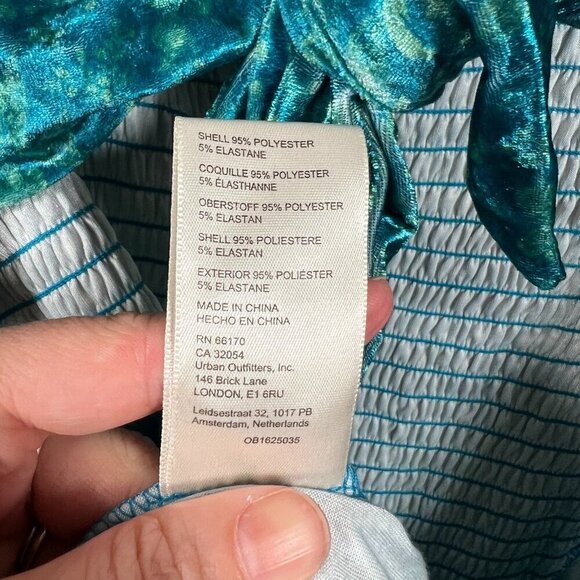 Free People Bali Tightrope Romper Size Large Turquoise Velvet Mermaidcore Boho - Picture 13 of 13